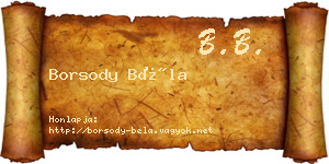 Borsody Béla névjegykártya