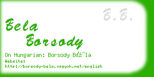 bela borsody business card